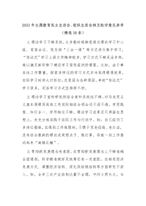 20XX年主题教育民主生活会组织生活会相互批评意见参考精选30条