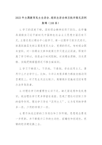 20XX年主题教育民主生活会组织生活会相互批评意见实例集锦100条