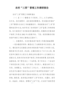 农村“三资”管理工作调研报告