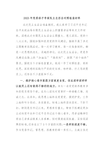 20XX年党委班子考核民主生活会对照检查材料