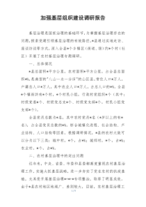 加强基层组织建设调研报告