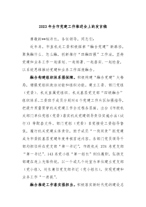 20XX年全市党建工作推进会上的发言稿