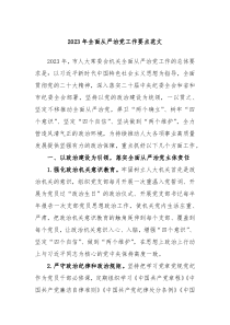 20XX年全面从严治党工作要点范文