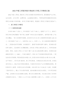 20XX年前三季度州统计局驻村工作队工作情况汇报
