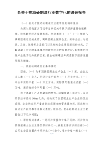 县关于推动砼制造行业数字化的调研报告