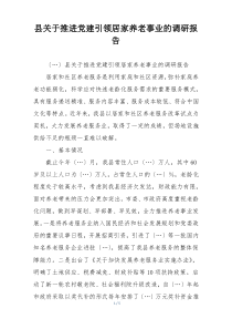 县关于推进党建引领居家养老事业的调研报告