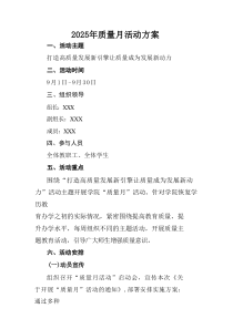 2025开展全国质量月工作实施方案