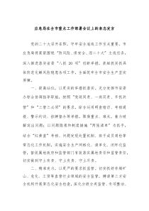 20XX年应急局在全市重点工作部署会议上的表态发言