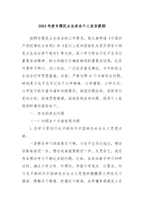 20XX年度专题民主生活会个人发言提纲