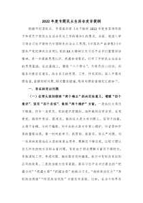 20XX年度专题民主生活会发言提纲