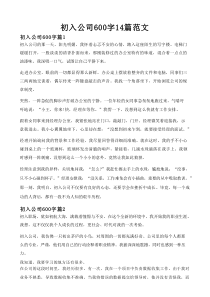 初入公司600字14篇范文