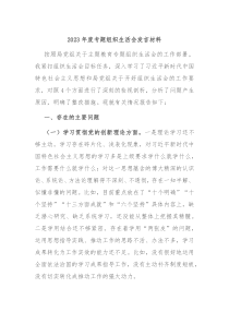 20XX年度专题组织生活会发言材料