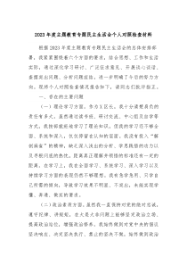 20XX年度主题教育专题民主生活会个人对照检查材料