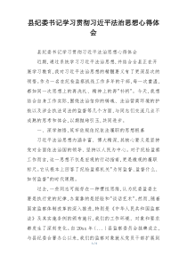 县纪委书记学习贯彻习近平法治思想心得体会