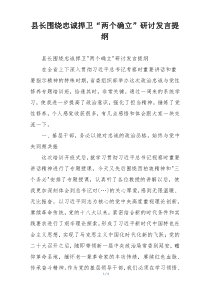 县长围绕忠诚捍卫“两个确立”研讨发言提纲