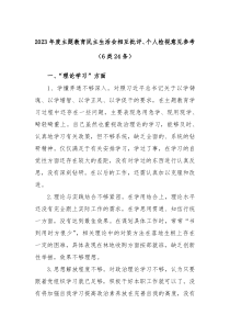 20XX年度主题教育民主生活会相互批评个人检视意见参考6类24条
