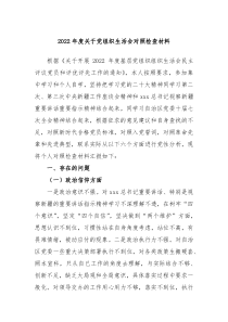 20XX年度关于党组织生活会对照检查材料