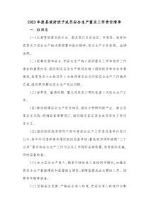 20XX年度县政府班子成员安全生产重点工作责任清单