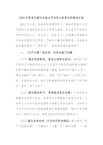 20XX年度县长履行全面从严治党主体责任的情况汇报