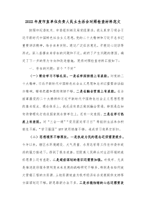 20XX年度市直单位负责人民主生活会对照检查材料范文