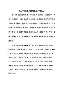 XX年民政局党建工作要点