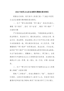 20XX年度民主生活会查摆问题整改落实情况