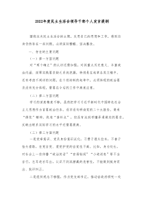 20XX年度民主生活会领导干部个人发言提纲2