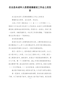 在全县未成年人思想道德建设工作会上的发言