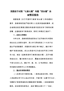 2025党委班子学习教育对照“七查七看”专题“回头看”自查情况报告