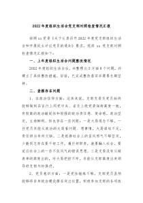 20XX年度组织生活会党支部对照检查情况汇报
