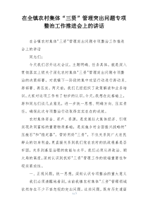 在全镇农村集体“三资”管理突出问题专项整治工作推进会上的讲话