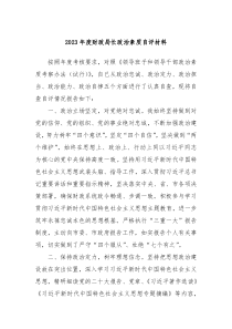 20XX年度财政局长政治素质自评材料