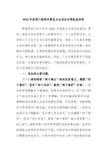 20XX年度部门副职专题民主生活会对照检查材料