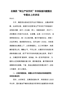 在集团“树立严实作风”专项检查问题整改专题会上的讲话材料