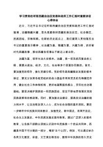 学习贯彻在听取西藏自治区党委和政府工作汇报时重要讲话心得体会范文