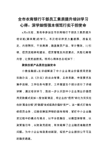 （2025.08.29）全市农商银行干部员工素质提升培训学习心得：深学细悟强本领笃行实干担使命