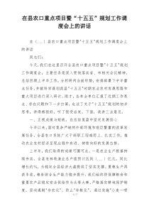 在县农口重点项目暨“十五五”规划工作调度会上的讲话