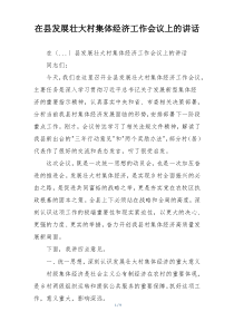 在县发展壮大村集体经济工作会议上的讲话