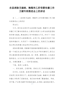 在县消除艾滋病、梅毒和乙肝母婴传播工作卫健专班推进会上的讲话