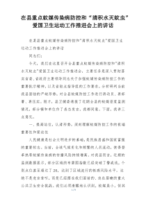 在县重点蚊媒传染病防控和“清积水灭蚊虫”爱国卫生运动工作推进会上的讲话