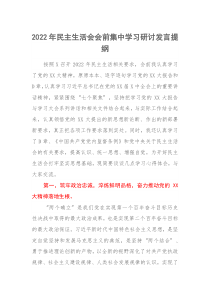 20XX年民主生活会会前集中学习研讨发言提纲
