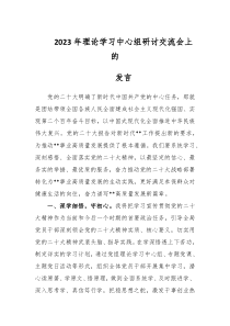 20XX年理论学习中心组研讨交流会上的发言