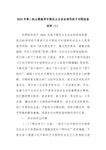 20XX年第二批主题教育专题民主生活会领导班子对照检查材料1