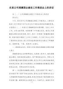 在某公司清廉国企建设工作推进会上的讲话