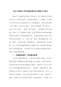 20XX年集团公司党风廉政建设和反腐败工作要点