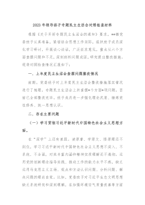 20XX年领导班子专题民主生活会对照检查材料