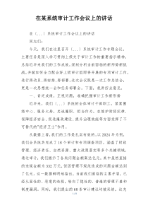 在某系统审计工作会议上的讲话