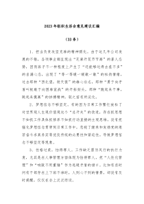33条20XX年组织生活会意见建议汇编