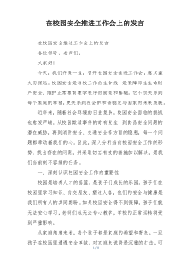 在校园安全推进工作会上的发言