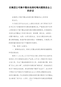 在集团公司集中整治违规吃喝问题推进会上的讲话